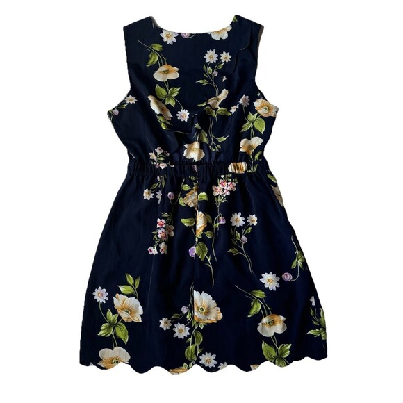 Urban Outfitters ByCorpus Blue Black Floral Scalloped Open Back Dress Pockets L - Picture 2 of 15